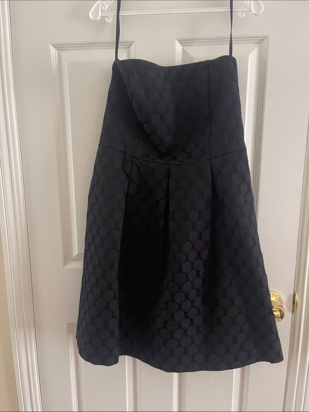 White House Black Market Black Strapless Textured A-Line Dress